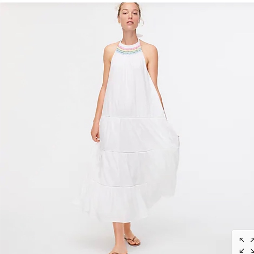 Tiered halter dress with rainbow embroidery (NWT)